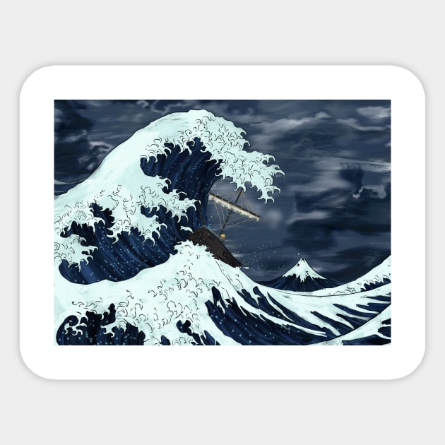 The Great Wave's Awakening Sticker by Kdaesung